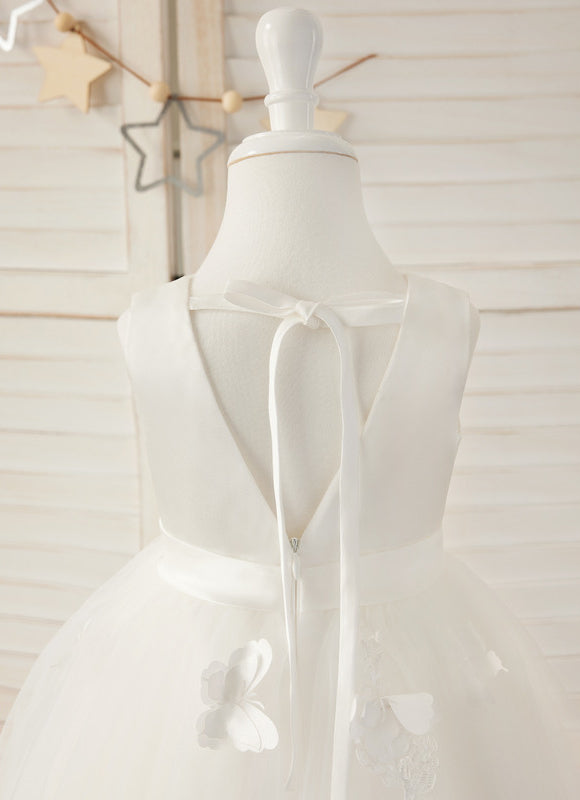 Robe Enfant Tulle Avec Motifs Floraux - gallery 1