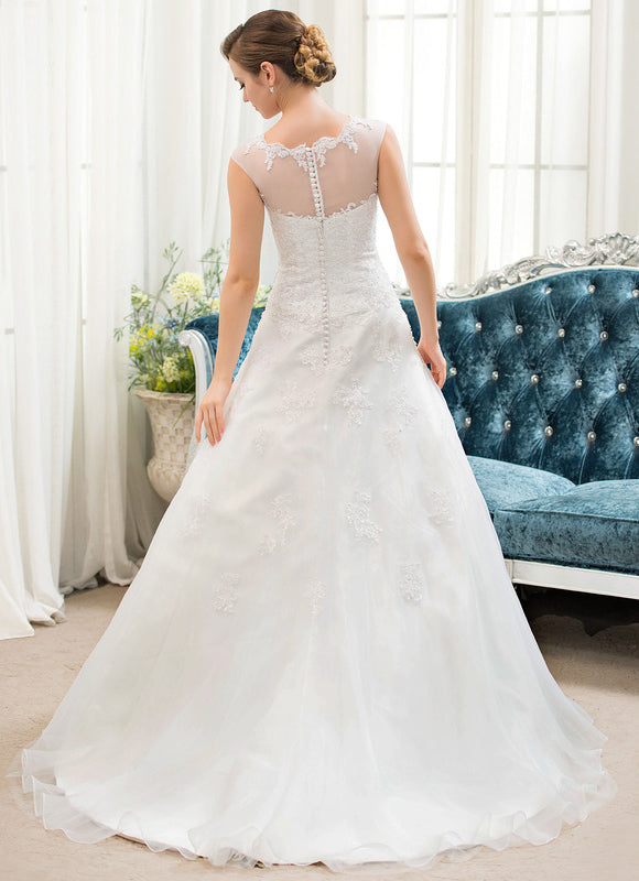Robe Nuptiale Romantique À Manches Courtes - gallery 5