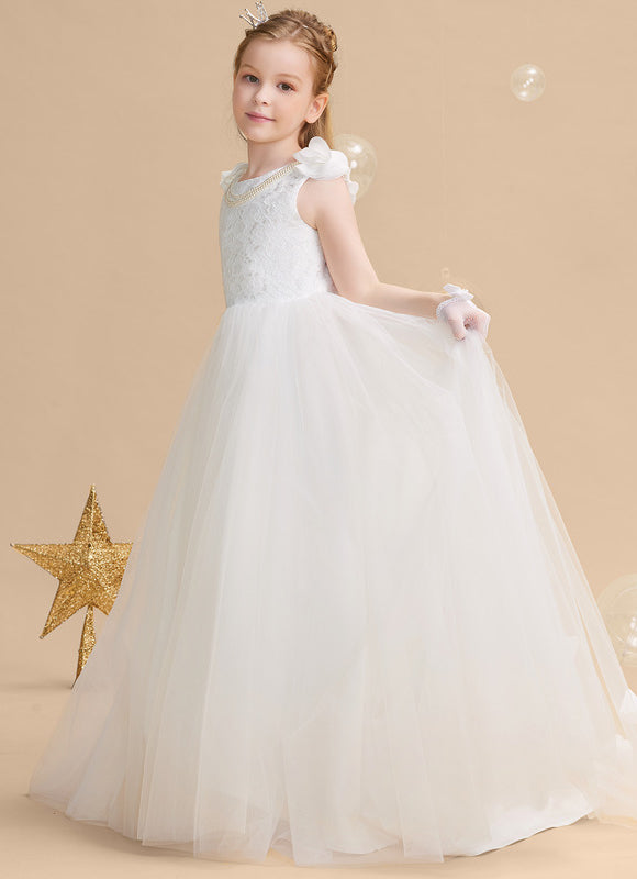 Robe Enfant Nuptiale À Volants Fleuris - gallery 4