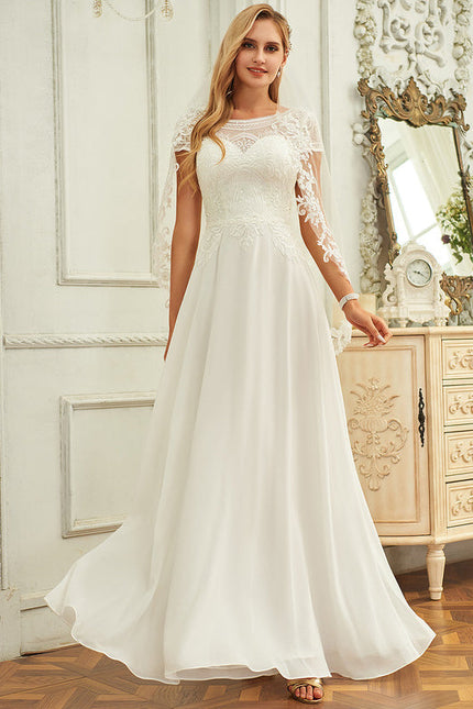 Robe Nuptiale Fluide Avec Cape - gallery 2