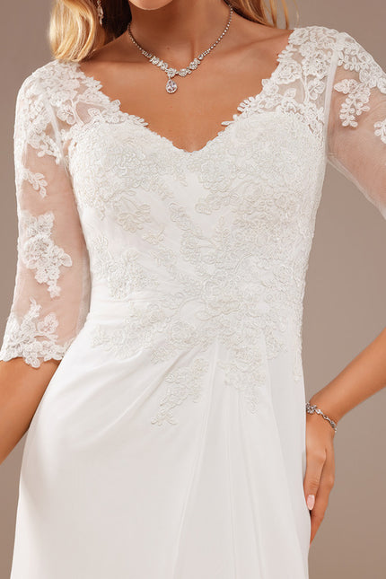 Robe Nuptiale Fluide À Dentelle Raffinée - gallery 1