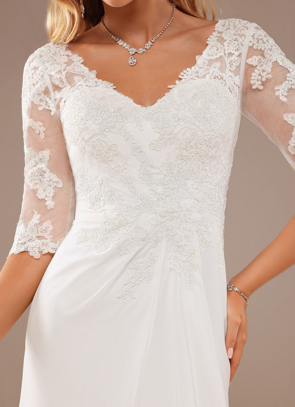 Robe Nuptiale Fluide À Dentelle Raffinée - gallery 1
