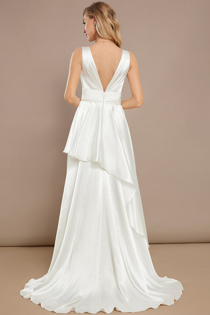 Robe De Mariee Satinée À Fente - gallery 6