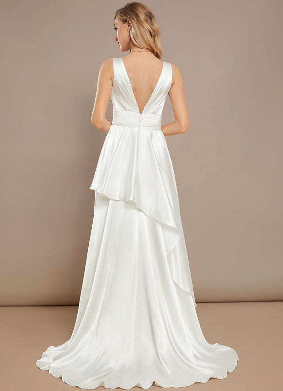 Robe De Mariee Satinée À Fente - gallery 6