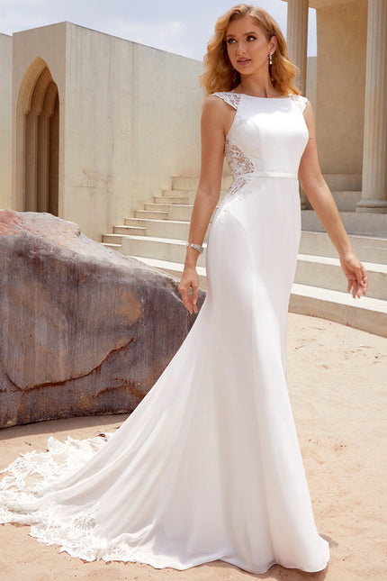 Robe Nuptiale Élégante En Mousseline - gallery 5