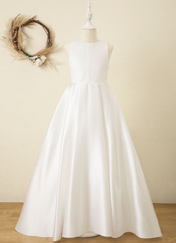 Robe Enfant Satinée Élégante À Traîne - gallery 3