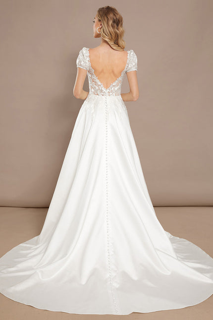 Robe Nuptiale Élégante À Manches Bouffantes - gallery 5