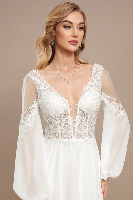 Robe Nuptiale Élégante À Manches Bouffantes - gallery 4