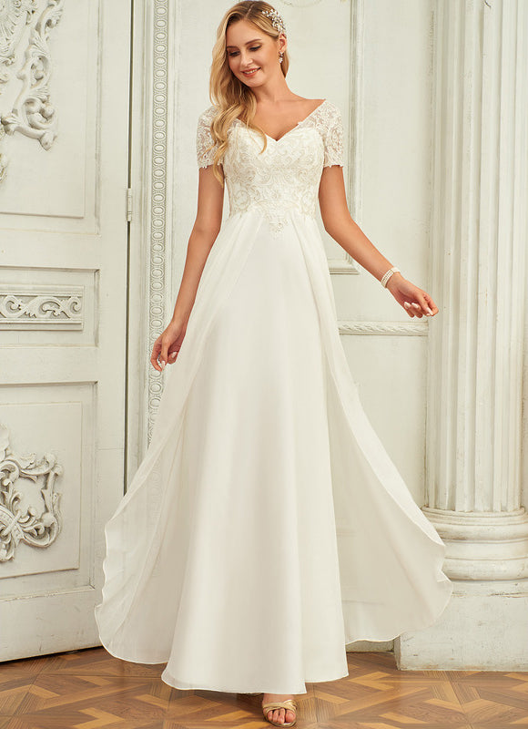 Robe Nuptiale Col V Romantique