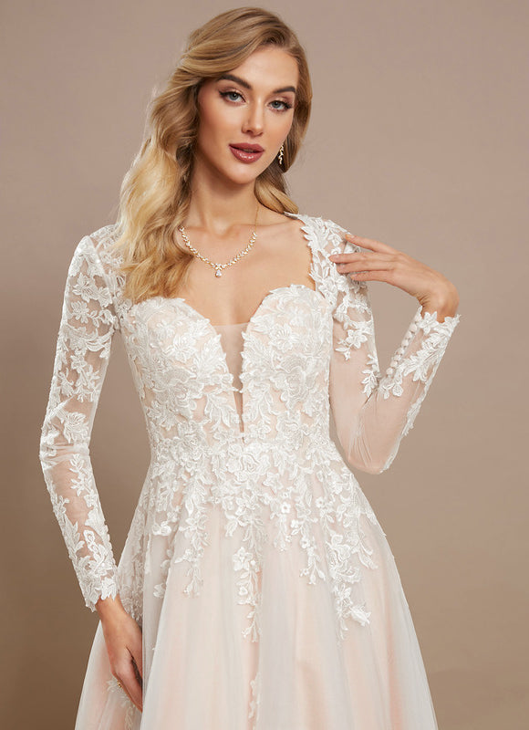 Robe Nuptiale Romantique À Manches Longues - gallery 3