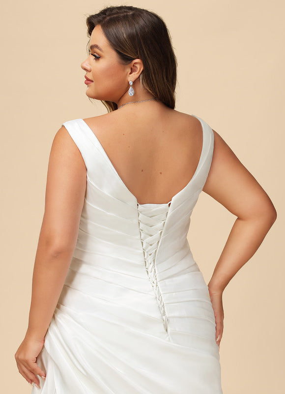Robe Nuptiale Satinée À Drapés Élégants - gallery 7