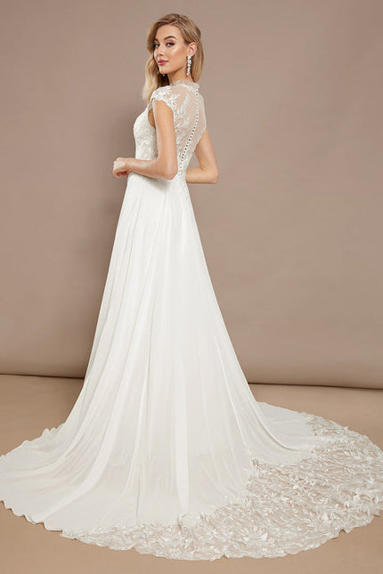 Robe Nuptiale Col Montant Romantique - gallery 4