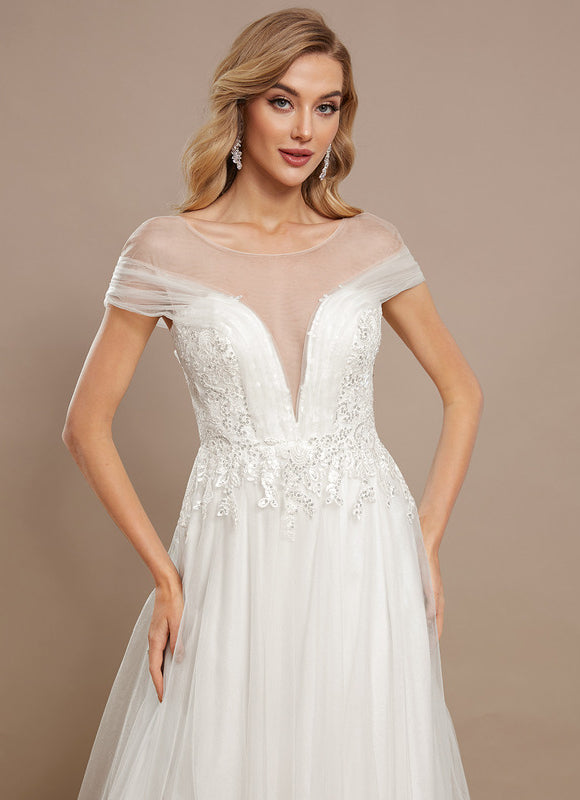 Robe Nuptiale Élégante À Décolleté Plongeant - gallery 3