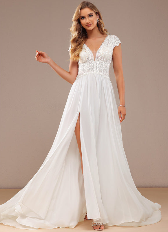 Robe De Mariée Fluide À Fente