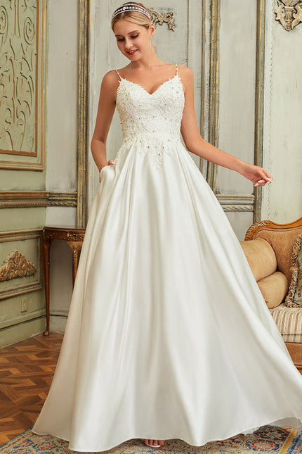 Robe Nuptiale Satinée Avec Poches