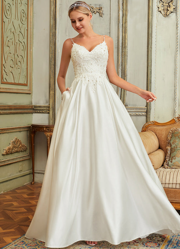 Robe Nuptiale Satinée Avec Poches