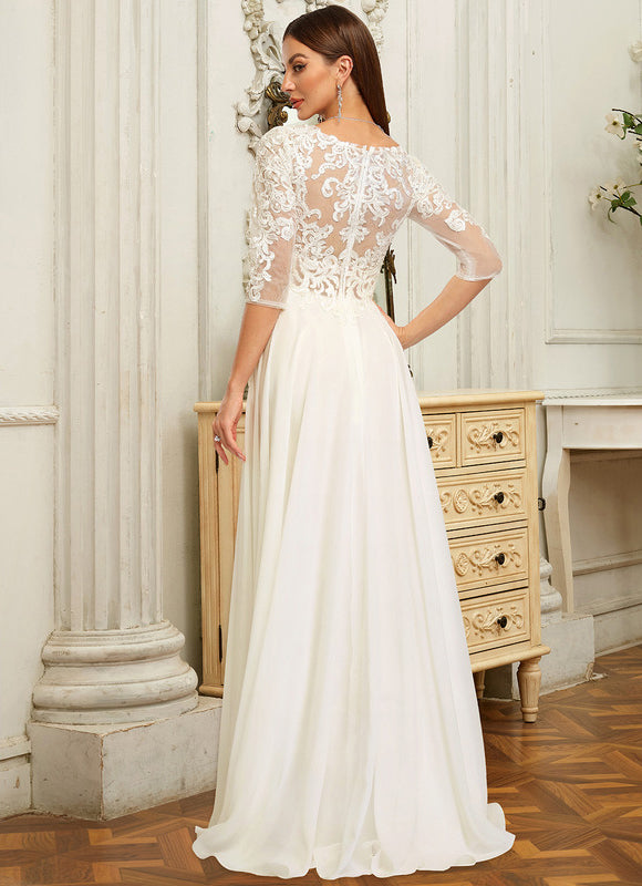 Robe Nuptiale Élégante À Manches Transparentes - gallery 4