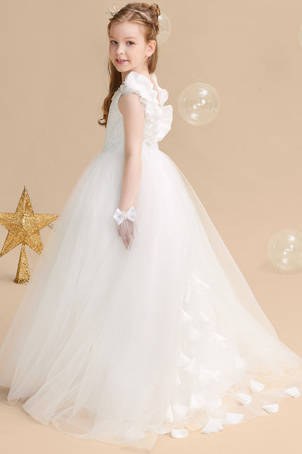 Robe Enfant Nuptiale À Volants Fleuris - gallery 3