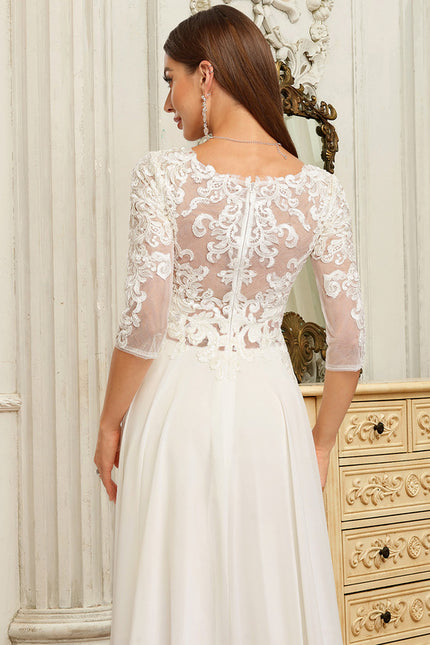 Robe Nuptiale Élégante À Manches Transparentes - gallery 5