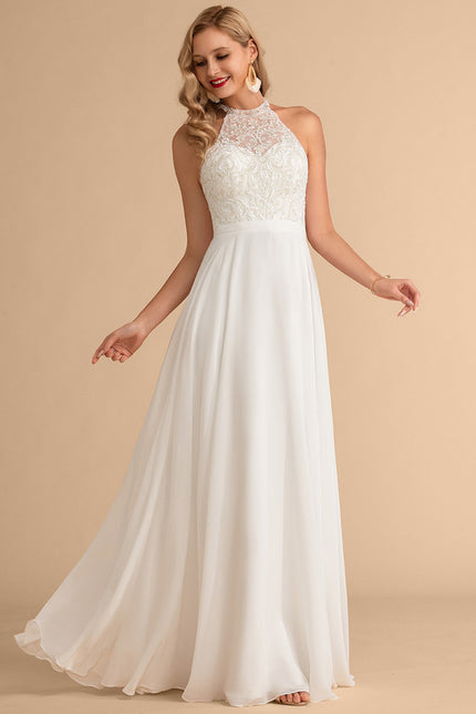 Robe Nuptiale Col Montant Fluide - gallery 2