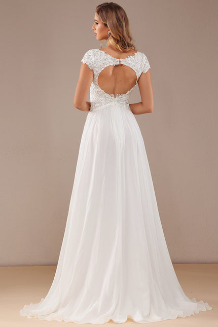 Robe De Mariée Fluide À Fente - gallery 4