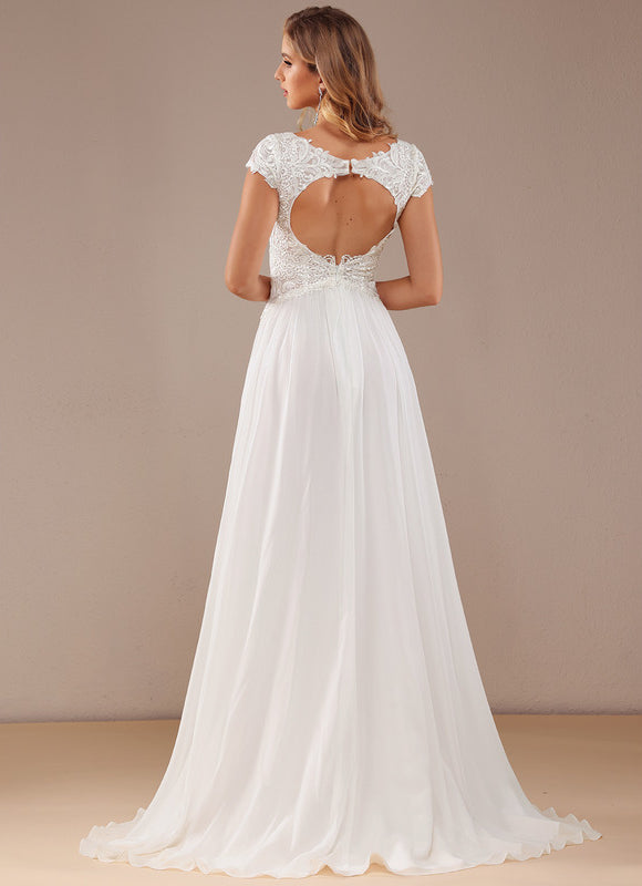 Robe De Mariée Fluide À Fente - gallery 4