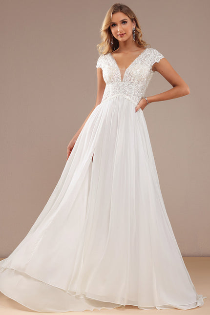 Robe De Mariée Fluide À Fente - gallery 6