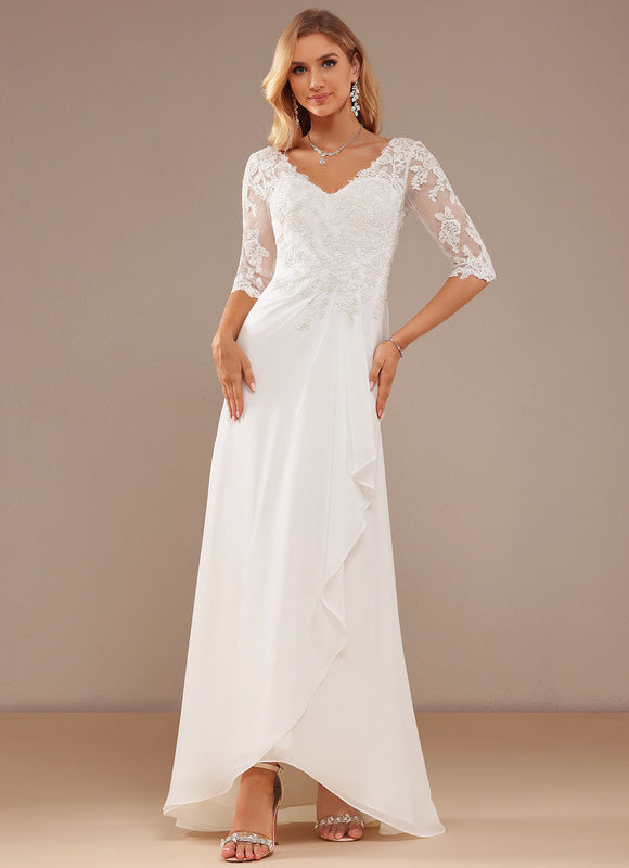 Robe Nuptiale Fluide À Dentelle Raffinée
