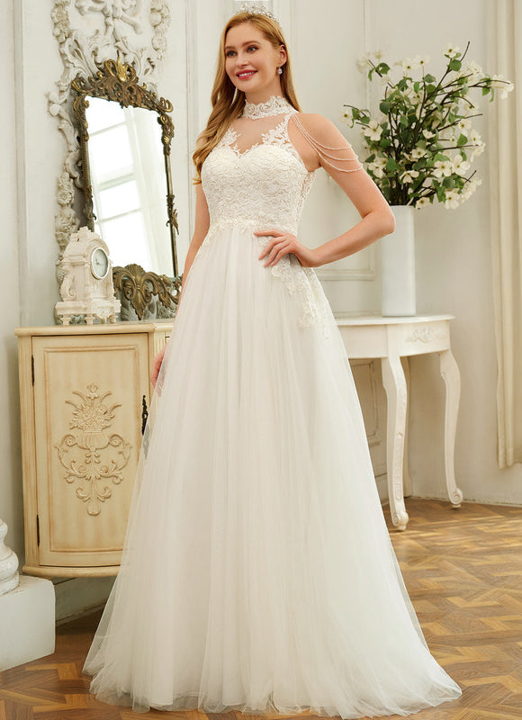 Robe Nuptiale Col Montant Romantique - gallery 2