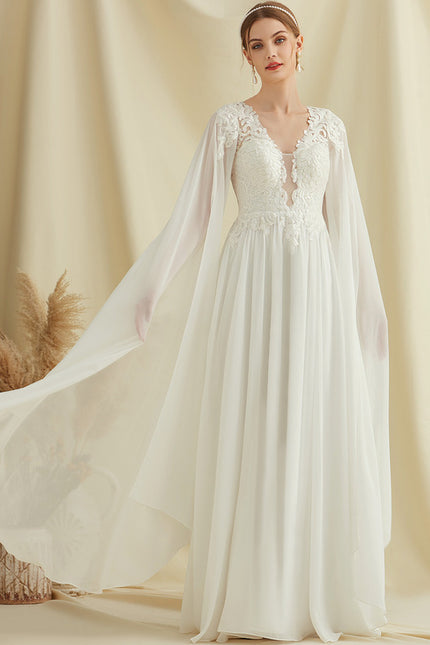 Robe De Mariée Fluide Avec Cape