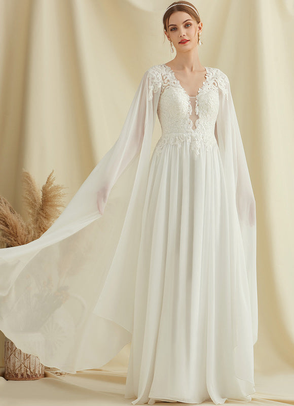 Robe De Mariée Fluide Avec Cape