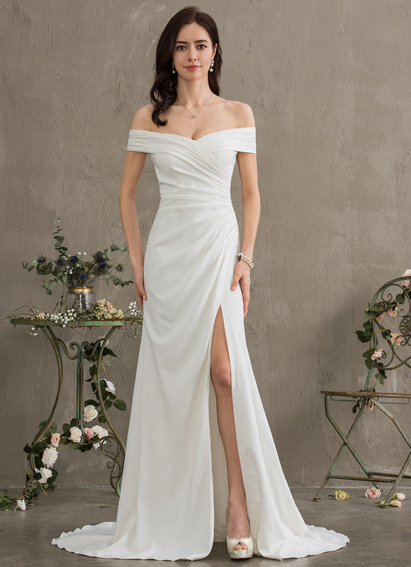 Robe Nuptiale Épurée À Fente - gallery 1