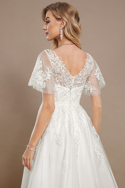 Robe De Mariee Courte En Dentelle - gallery 4