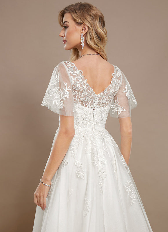 Robe De Mariee Courte En Dentelle - gallery 4