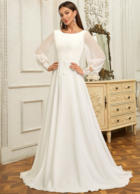 Robe Nuptiale Élégante À Manches Fluides - gallery 1