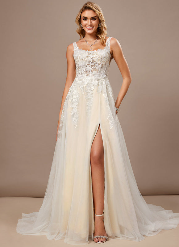 Robe Nuptiale Élégante À Fente - gallery 1
