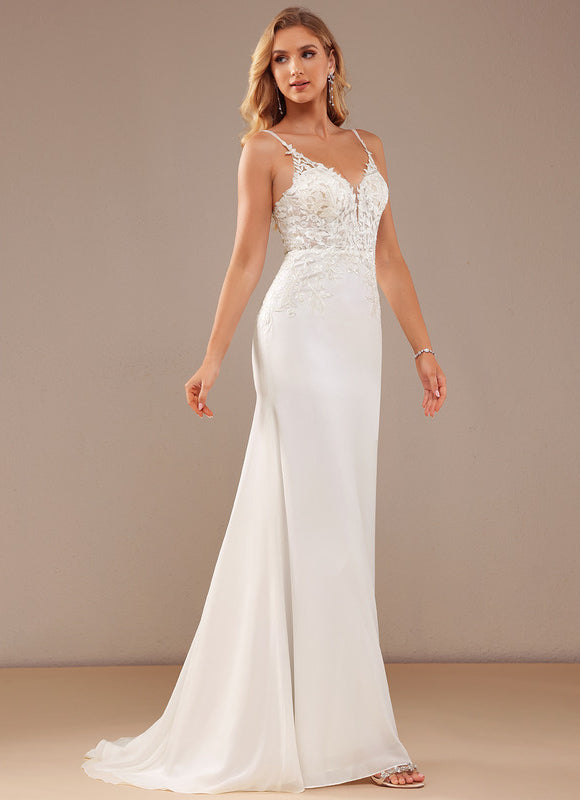 Robe De Mariée Moderne En Mousseline - gallery 5