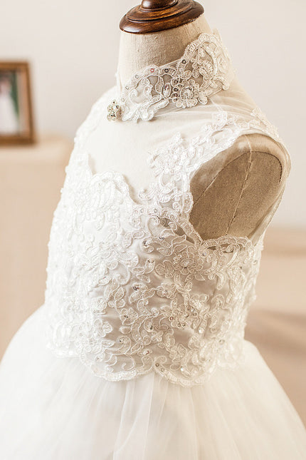 Robe Enfant Mariage Col Montant Élégant - gallery 3