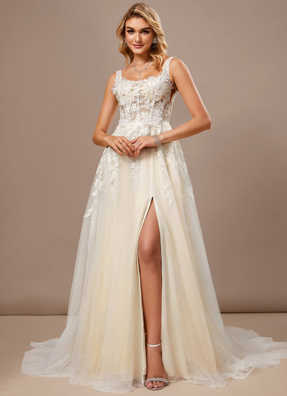 Robe Nuptiale Élégante À Fente