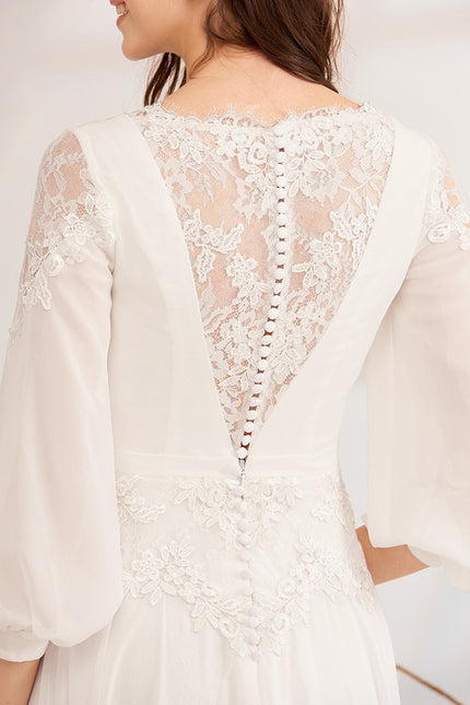 Robe Nuptiale Vaporeuse Élégante Col V - gallery 6