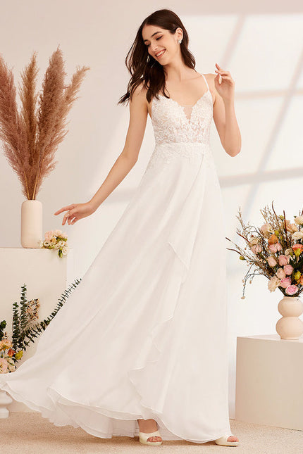 Robe Nuptiale Fluide À Bretelles - gallery 2