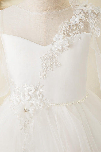 Robe Enfant Nuptiale En Tulle Fleuri - gallery 4