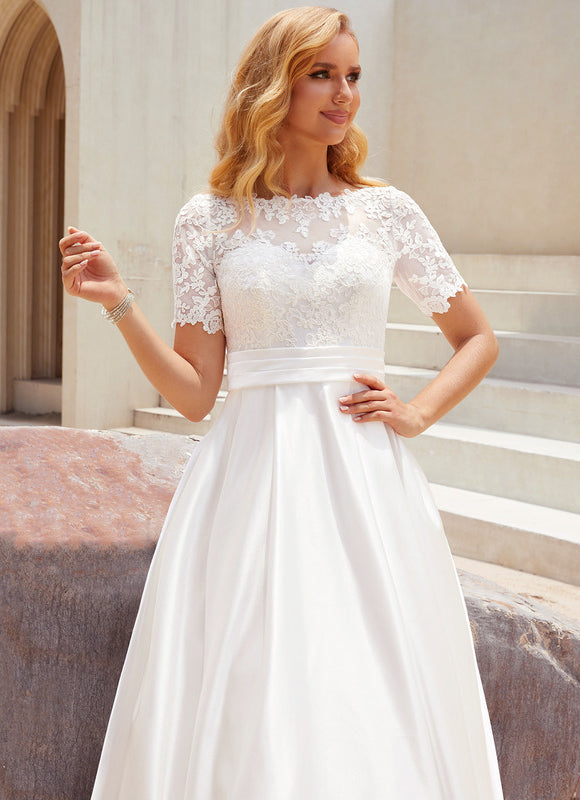 Robe Nuptiale Satinée Col Élégant - gallery 4