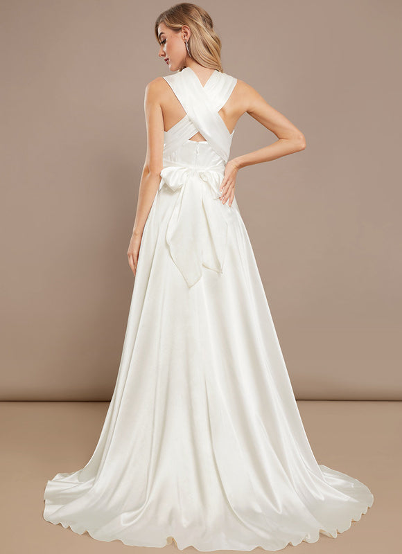 Robe Nuptiale Satinée À Décolleté Croisé - gallery 9