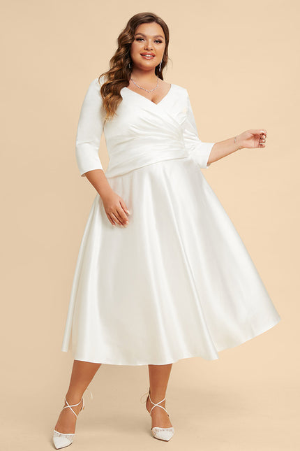 Robe Nuptiale Satinée Élégante Col V - gallery 4
