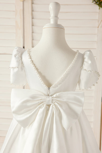 Robe Enfant Satinée Élégante Col Rond - gallery 1