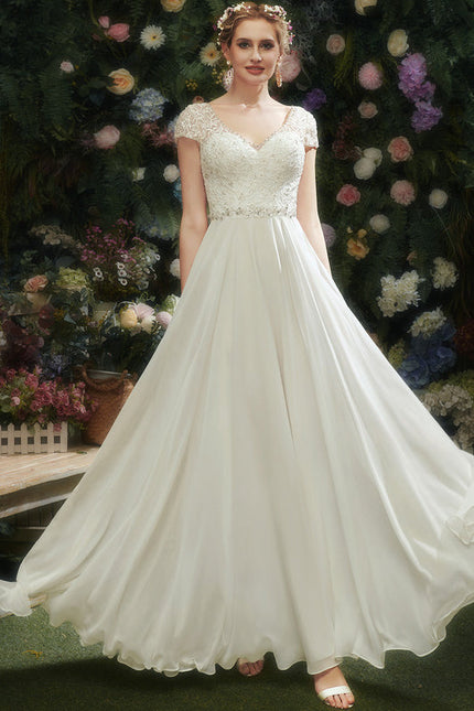 Robe Nuptiale Vaporeuse À Manches Courtes - gallery 5