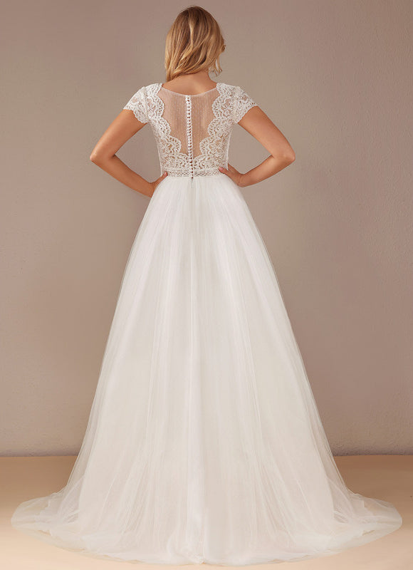 Robe Nuptiale Éthérée À Traîne - gallery 6