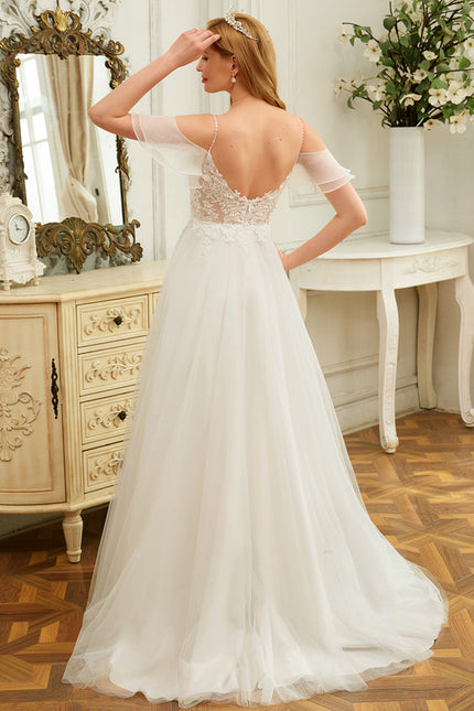 Robe Nuptiale Délicate À Manches Flottantes - gallery 4