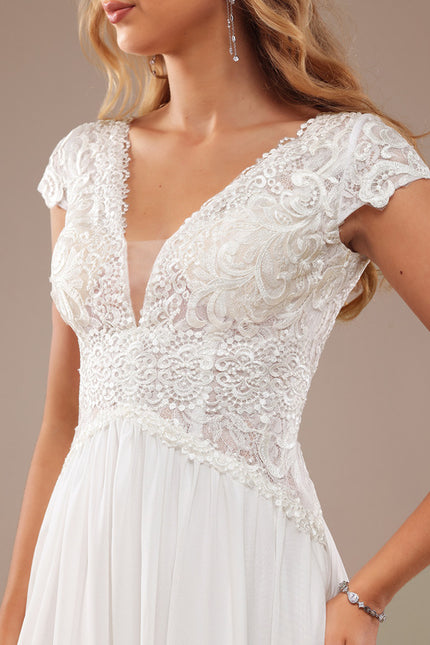 Robe De Mariée Fluide À Fente - gallery 2